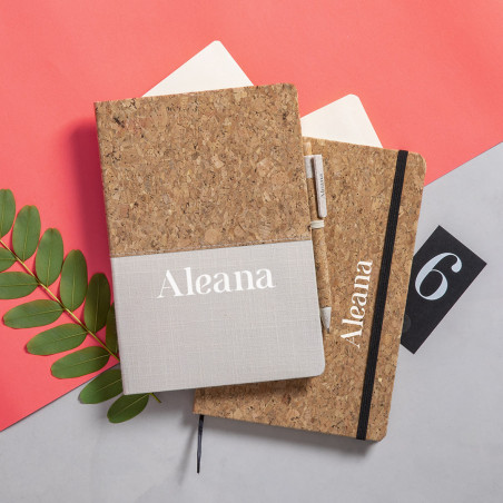Conjunto de Bloco de Notas A5 e Caneta de Cortiça /Algodão Personalizado– Brindes Promocionais Fusion Print