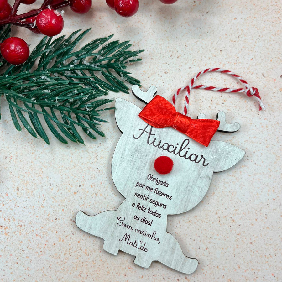 Bola de Natal Rena Personalizada em MDF | Personalizados de Natal da Fusion Print