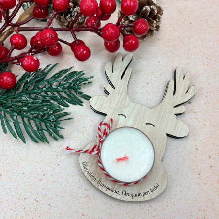 Porta-velas formato rena em MDF | Personalizados de Natal da Fusion Print