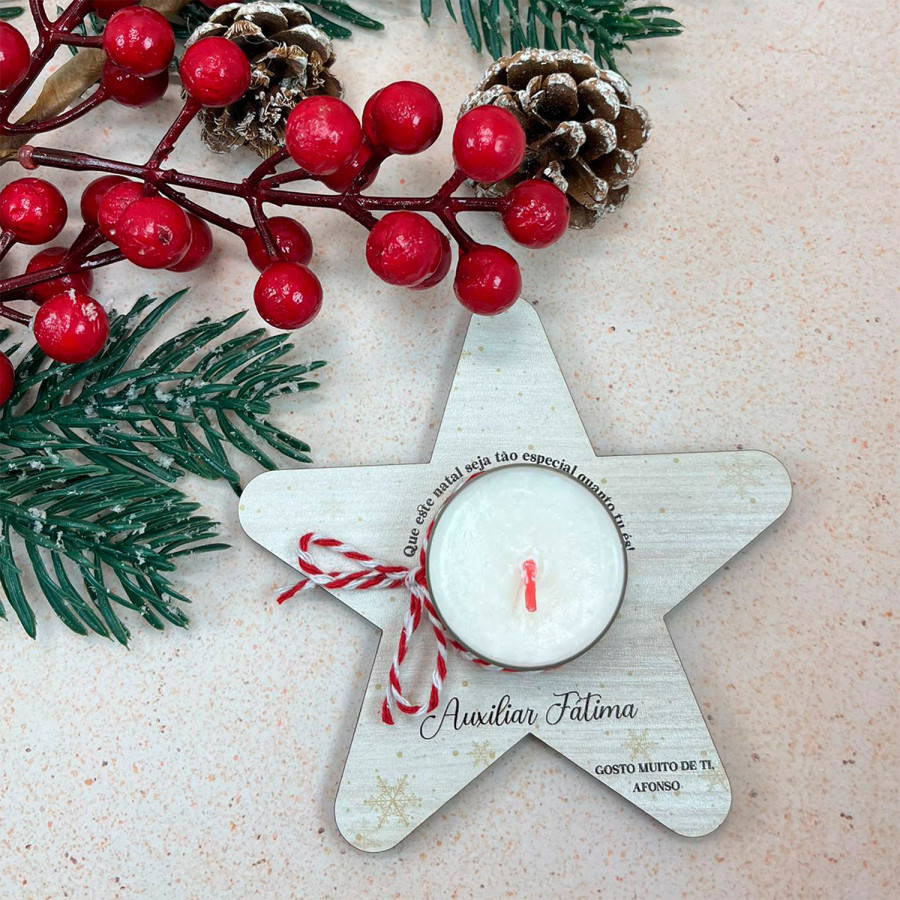 Porta-velas formato estrela em MDF | Personalizados de Natal da Fusion Print