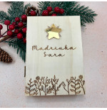 Moldura Livro em Madeira  com foto e mensagem | Personalizados de Natal da Fusion Print