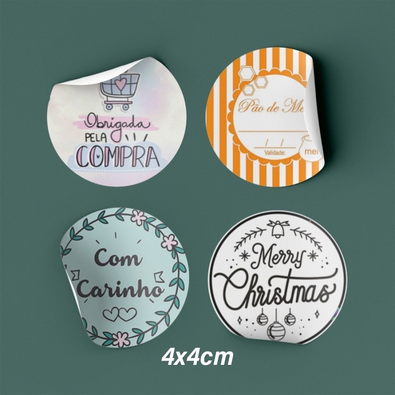 PACK 50 Etiquetas Autocolantes 4x4cm em Vinil