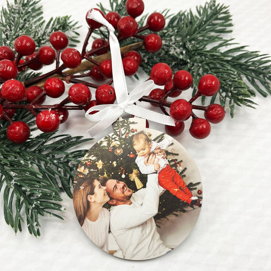 Bolas de Natal Personalizadas com Foto em MDF | Personalizados de Natal da Fusion Print