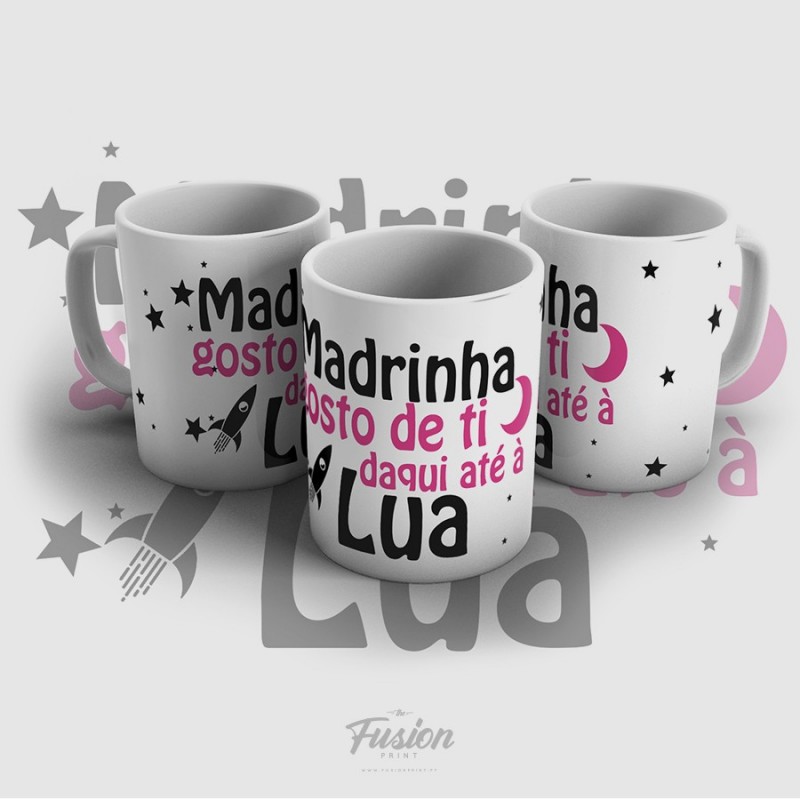 Caneca Madrinha gosto de ti até à Lua!