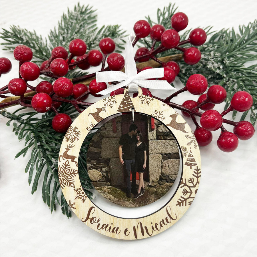 Bolas de Natal Personalizadas com Foto em MDF | Personalizados de Natal da Fusion Print