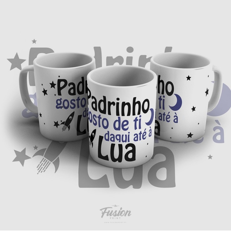 Caneca Padrinho gosto de ti até à Lua!