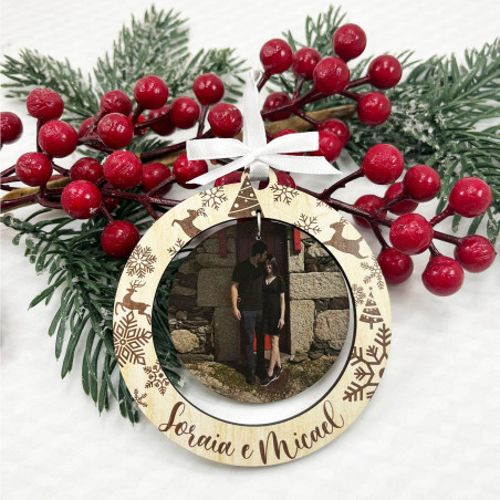 Bolas de Natal Personalizadas com Foto em MDF | Personalizados de Natal da Fusion Print