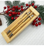 Conjunto de Esferográfica e Lápis em Bambu | Presentes Personalizados de Natal Fusion Print