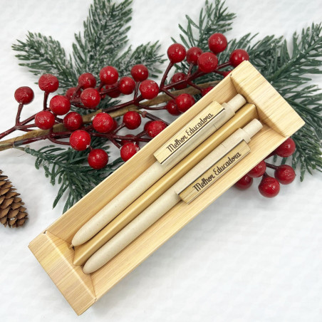 Conjunto de Esferográfica e Lápis Ecológico | Presentes Personalizados de Natal Fusion Print