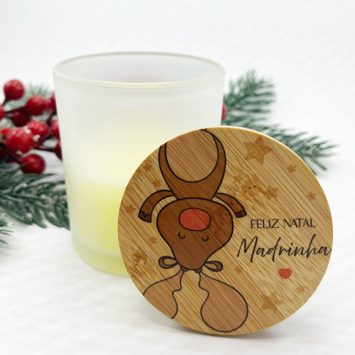 Vela Personalizada com Tampa em Bambu- Personalizados da Fusion Print