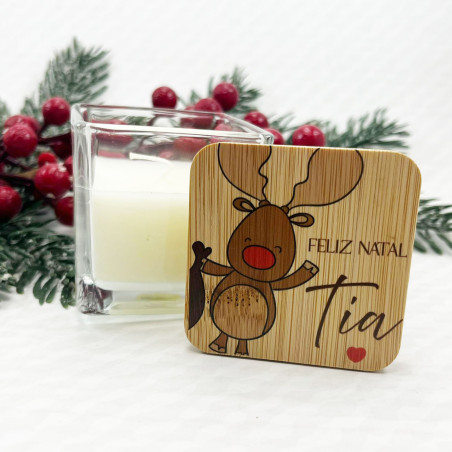 Vela Personalizada com Tampa em Bambu- Personalizados da Fusion Print