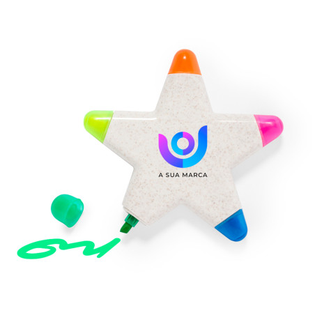 Conjunto de Marcadores Fluorescente Formato Estrela Personalizável- Brindes Corporativos e Eventos Fusion Print